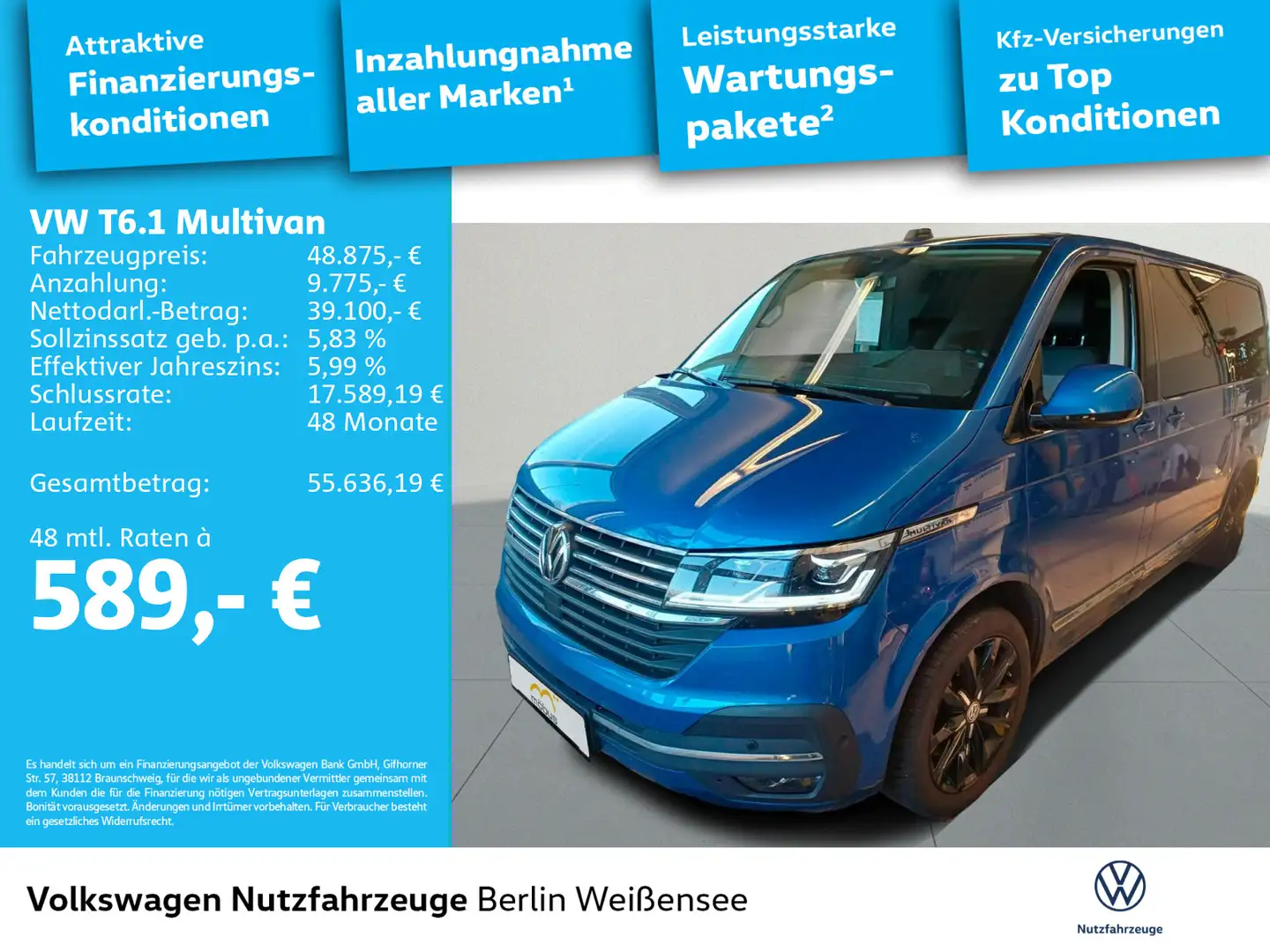 Volkswagen T6.1 Multivan Highline*4M*RFK*NAVI*STHZG*LED*DCC Blau - 2