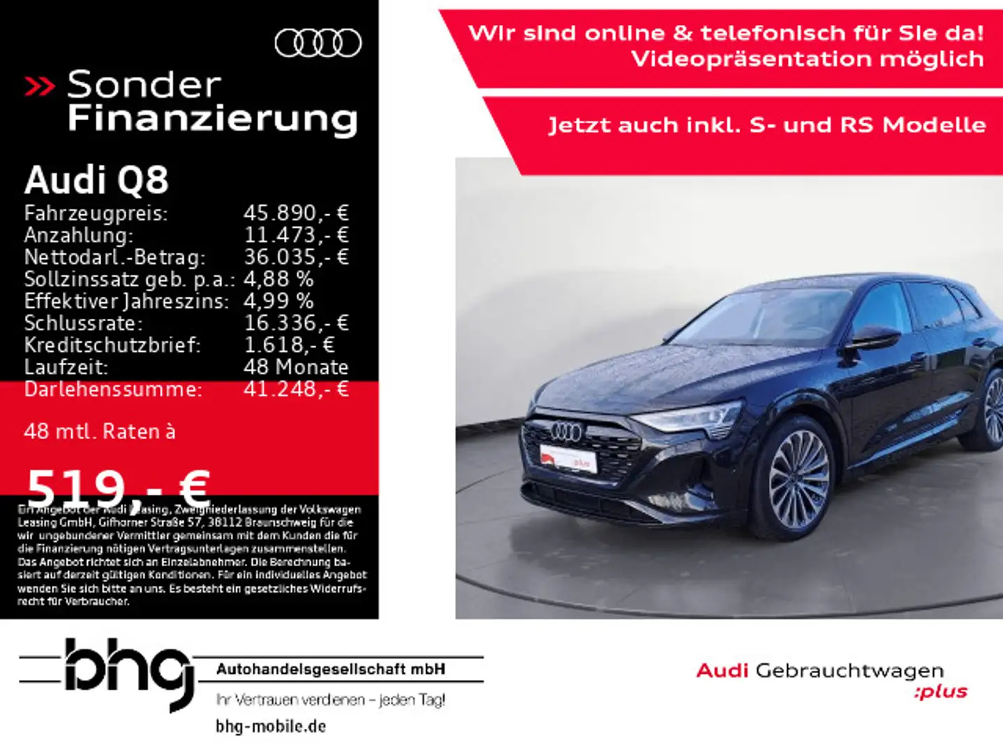 Audi Q8 e-tron Q8 advanced 50 e-tron quattro 250 k Schwarz - 1