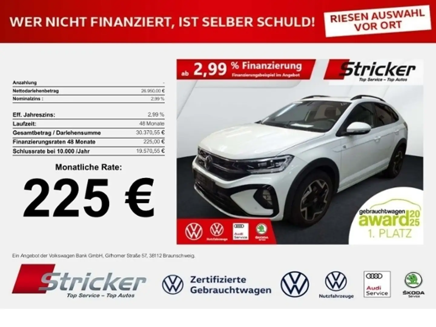 Volkswagen Taigo R-Line 1.5TSI DSG 225,-ohne Anzahlung Navi AHK Ka Weiß - 1