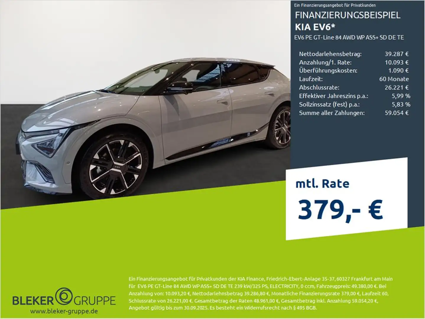 Kia EV6 EV6 PE GT-Line 84 AWD WP ASS+ SD DE TE Gris - 1