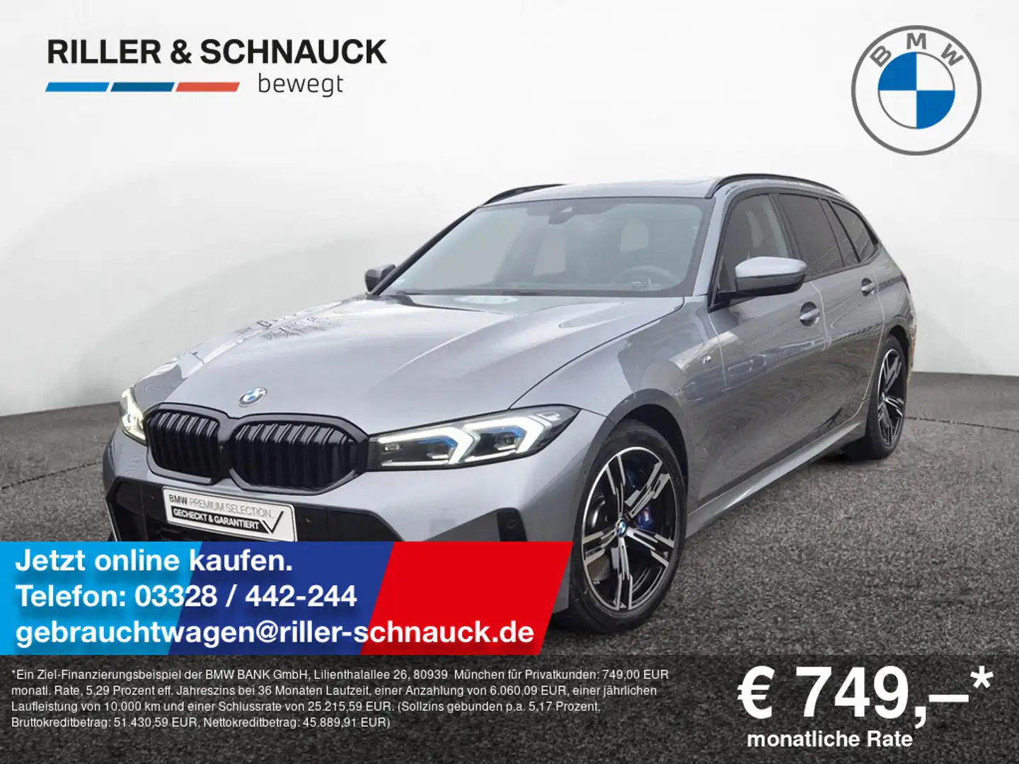 BMW 330 d Touring xDrive M Sport PANO+360°KAM+HUD+ Grau - 1