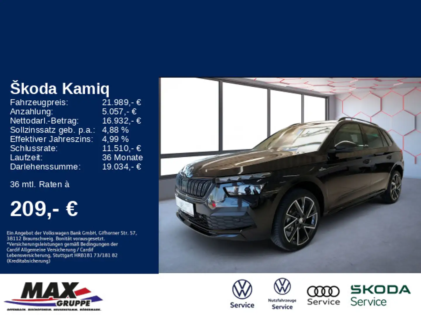 Skoda Kamiq 1.0 TSI DSG Monte Carlo LED+PANO+NAVI+VC Černá - 1
