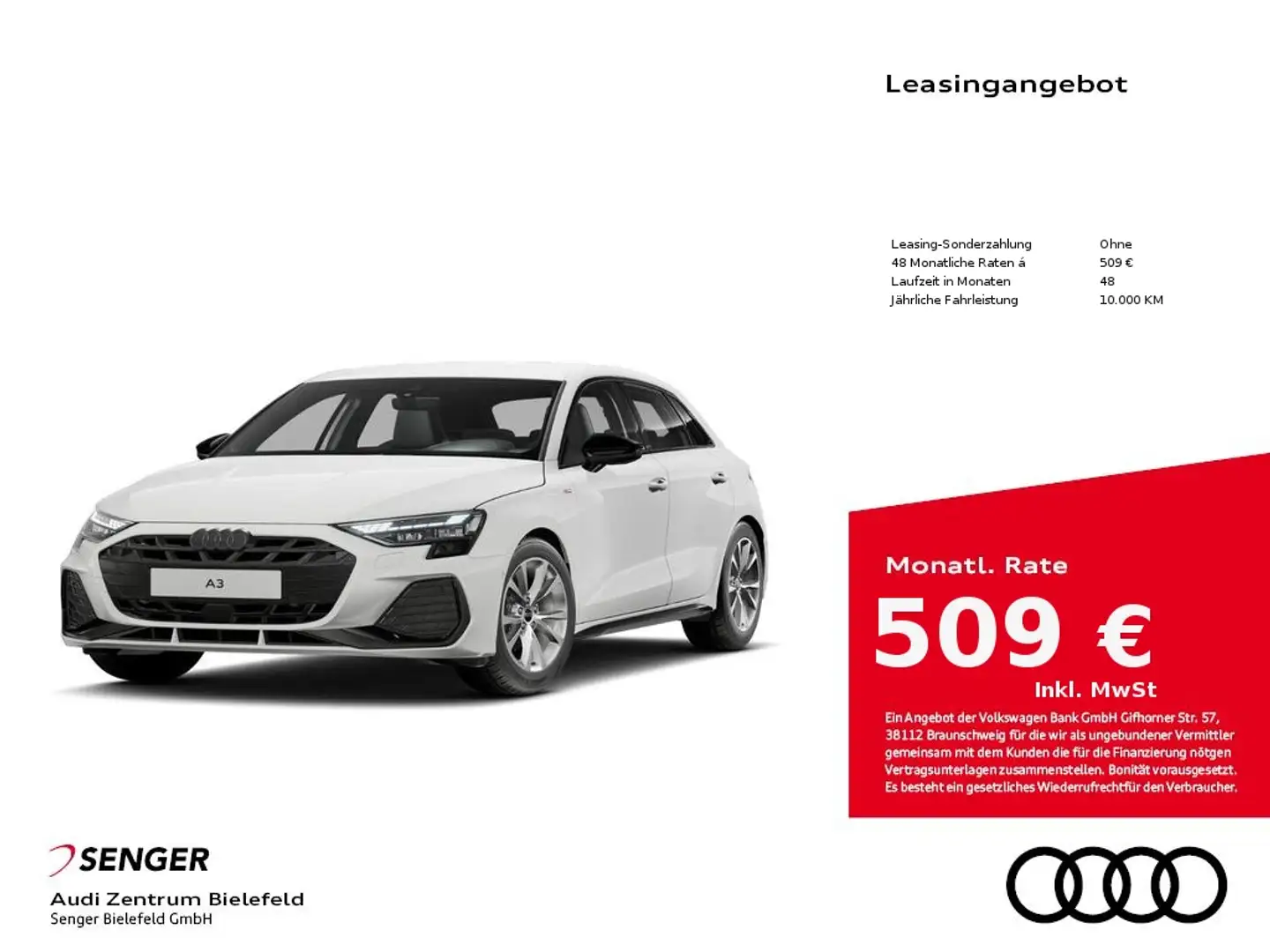 Audi A3 Sportback S line 30 TDI Phone Box Navi Weiß - 1