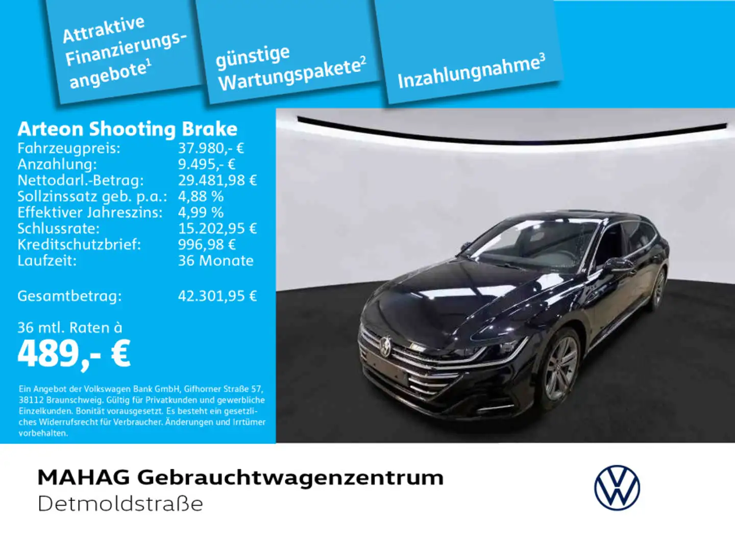 Volkswagen Arteon 2.0 TSI R-Line AHK Leder N Schwarz - 1