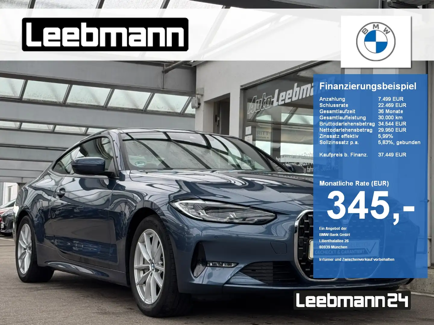 BMW 430 i xDrive Coupé Leder/LC-Prof 2 JAHRE GARANTIE Blau - 1