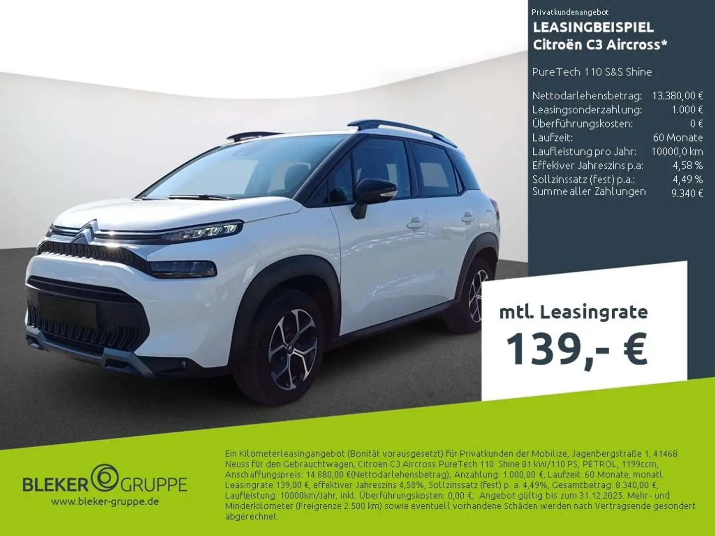 Citroen C3 Aircross PureTech 110 S&S Shine Blanc - 1