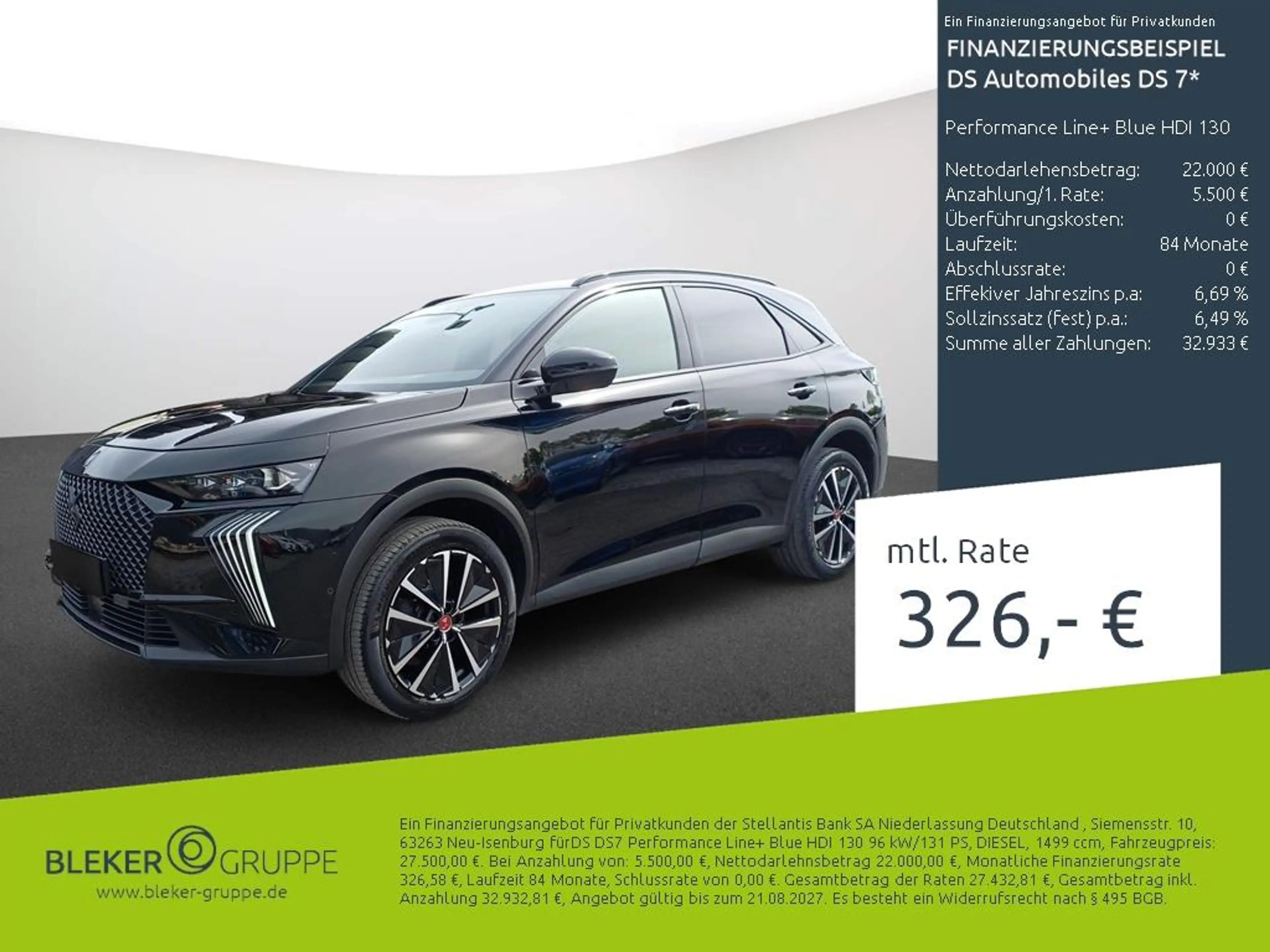 DS Automobiles DS 7 Performance Line+ Blue HDI 130