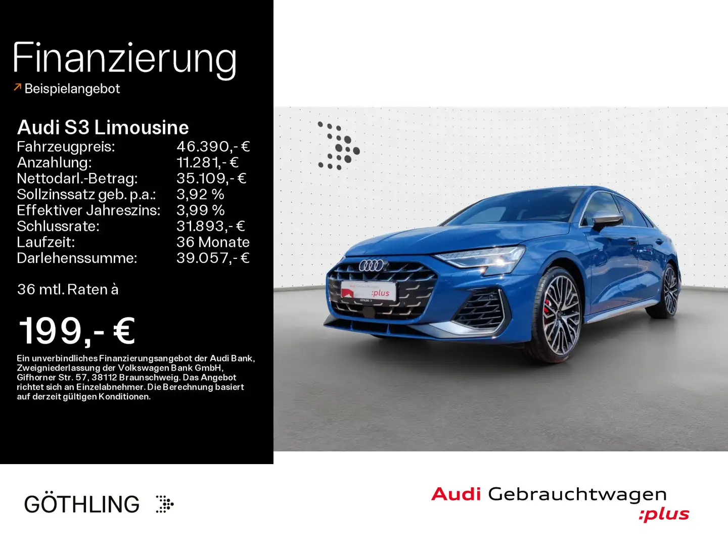 Audi S3 TFSI S tro*Matrix*Virtual*Navi+*Spo Blauw - 1
