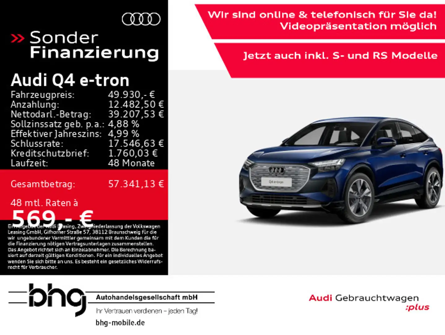 Audi Q4 e-tron Q4 e-tron Sportback 45 Advanced Dynamikpaket Nav Blau - 1