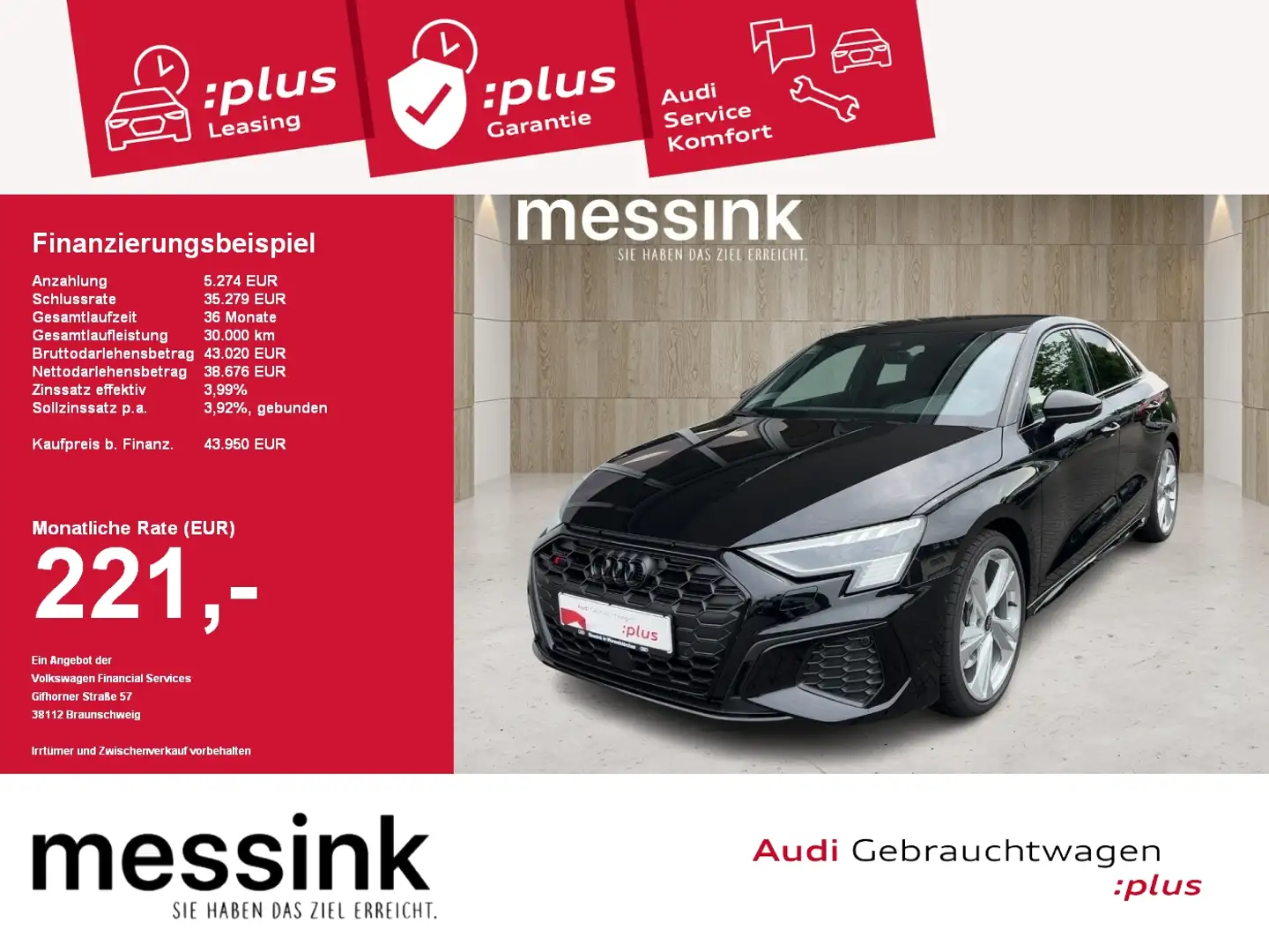 Audi S3 Limousine 2.0 TFSI quattro*Matrix LED*Kamera*B+O* Schwarz - 1