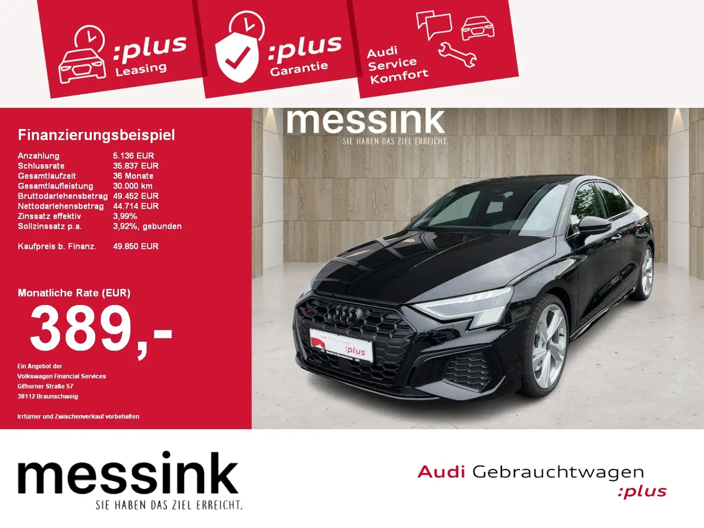Audi S3 Limousine 2.0 TFSI quattro*Matrix LED*Kamera*B+O* Schwarz - 1