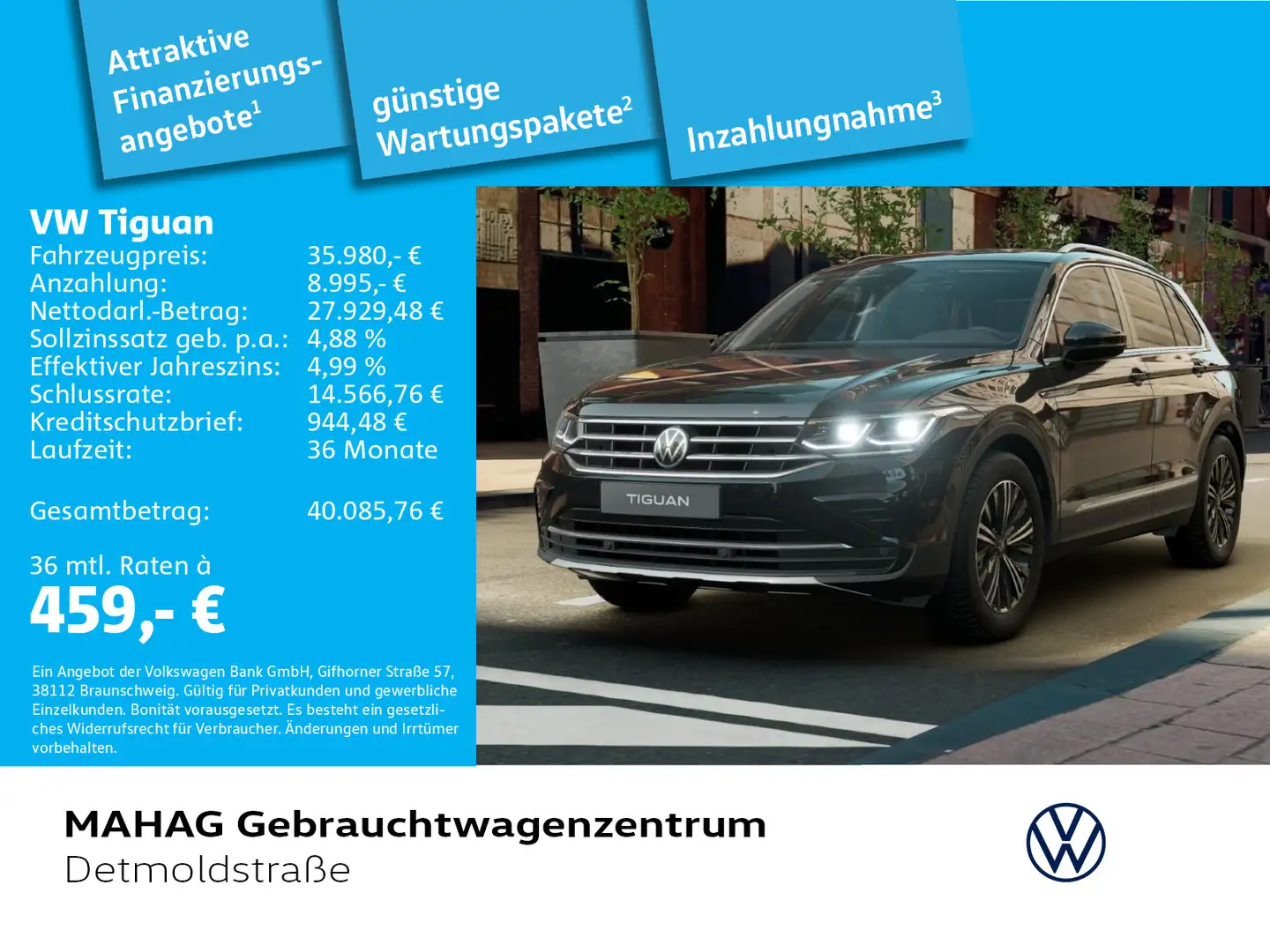 Volkswagen Tiguan 2.0 TSI 4Mot. Elegance AHK Navi LED Kamer Schwarz - 1