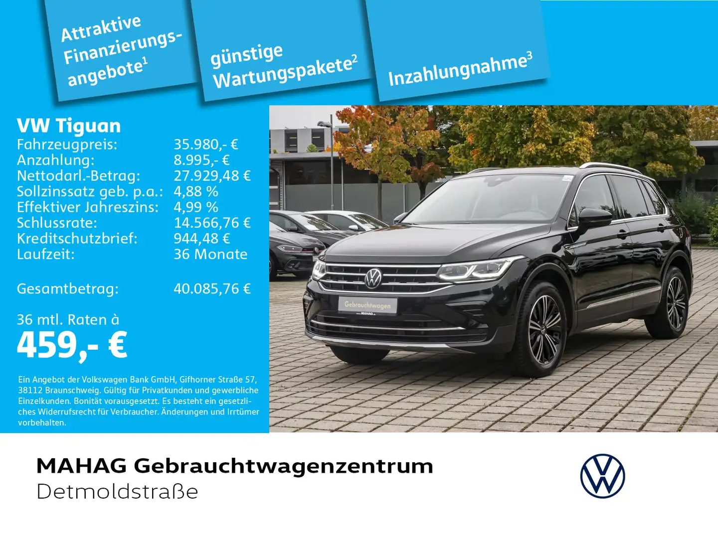 Volkswagen Tiguan 2.0 TSI 4Mot. Elegance AHK Navi LED Kamer Noir - 1