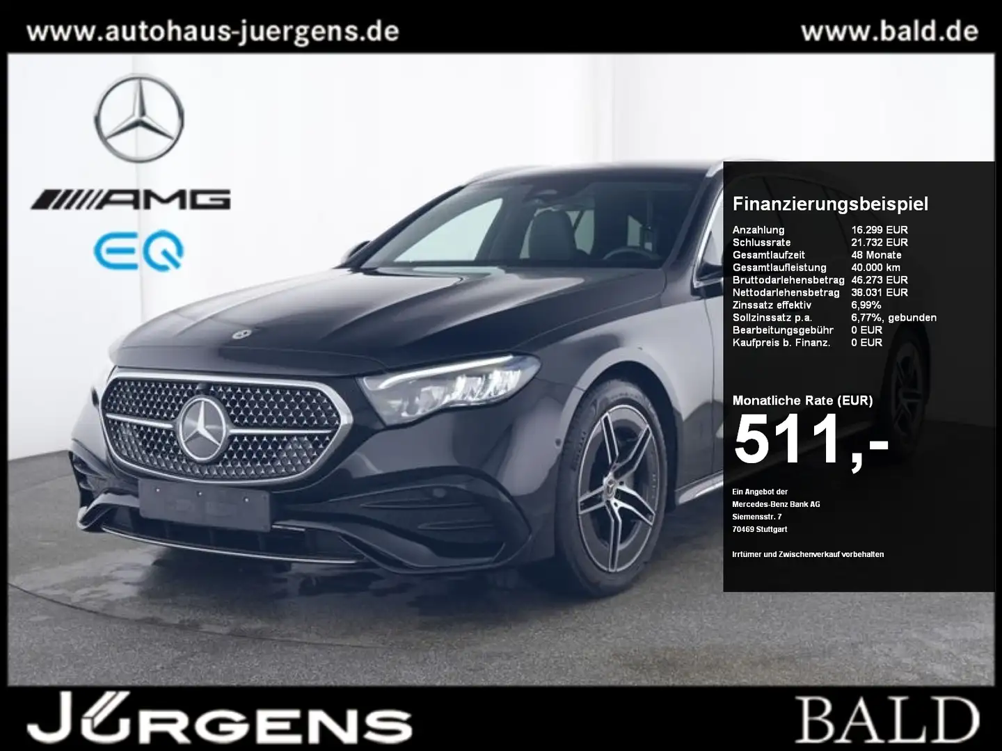 Mercedes-Benz E 300 de T AMG/LED/AHK/Totw/Cam/CarPlay/DAB/19" Schwarz - 1