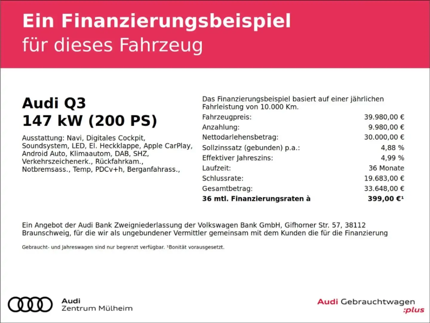 Audi Q3 40 TDI quattro S-tronic KAMERA SONOS S-LINE OPTIK- Schwarz - 2