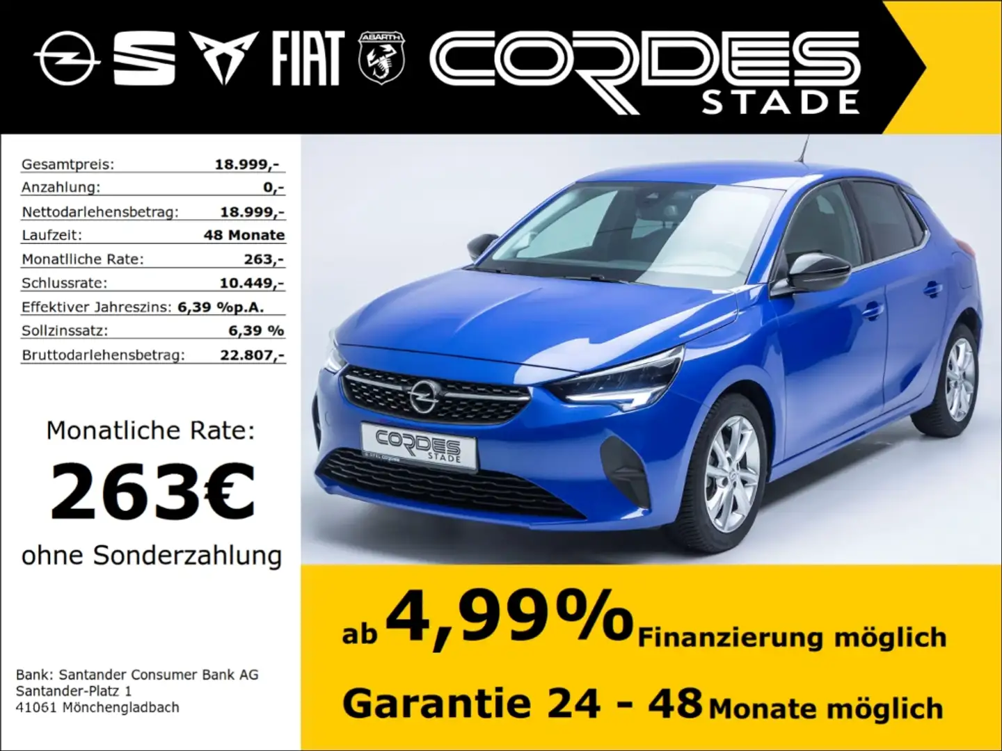 Opel Corsa F Elegance 1.2 Turbo  Allwetterreifen PDC Kamera(6 Azul - 1