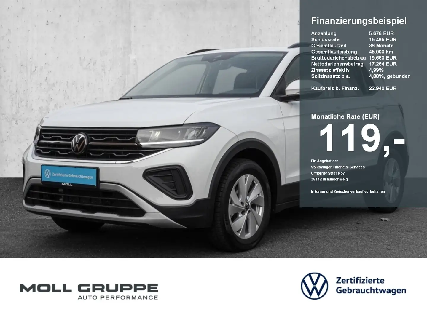 Volkswagen T-Cross 1.0 TSI 2xKLIMA AUT KAM KLIMAA. LED LM Weiß - 1
