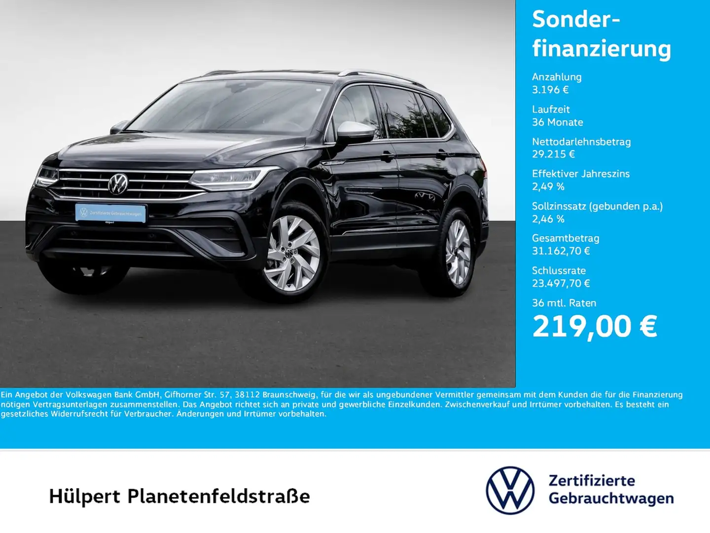 Volkswagen Tiguan Allspace 1.5 LIFE 7SITZE AHK ACC LM18 NAVI Schwarz - 1