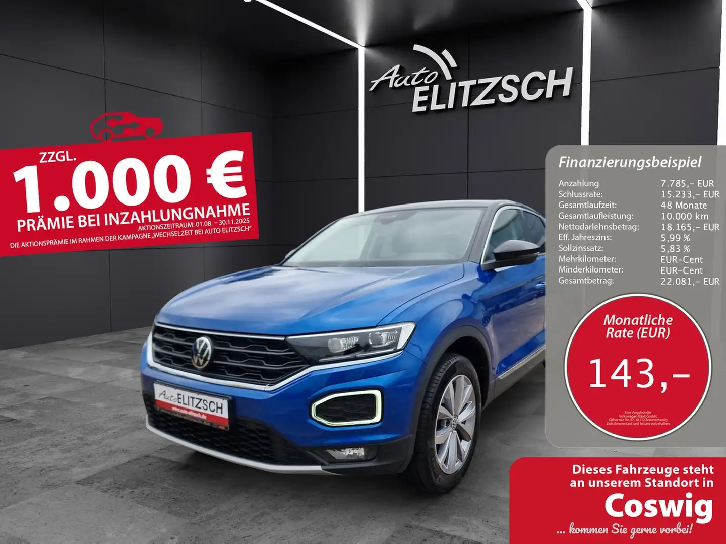 Volkswagen T-Roc Style DSG LED ACC AHK Kamera Navi Blau - 1