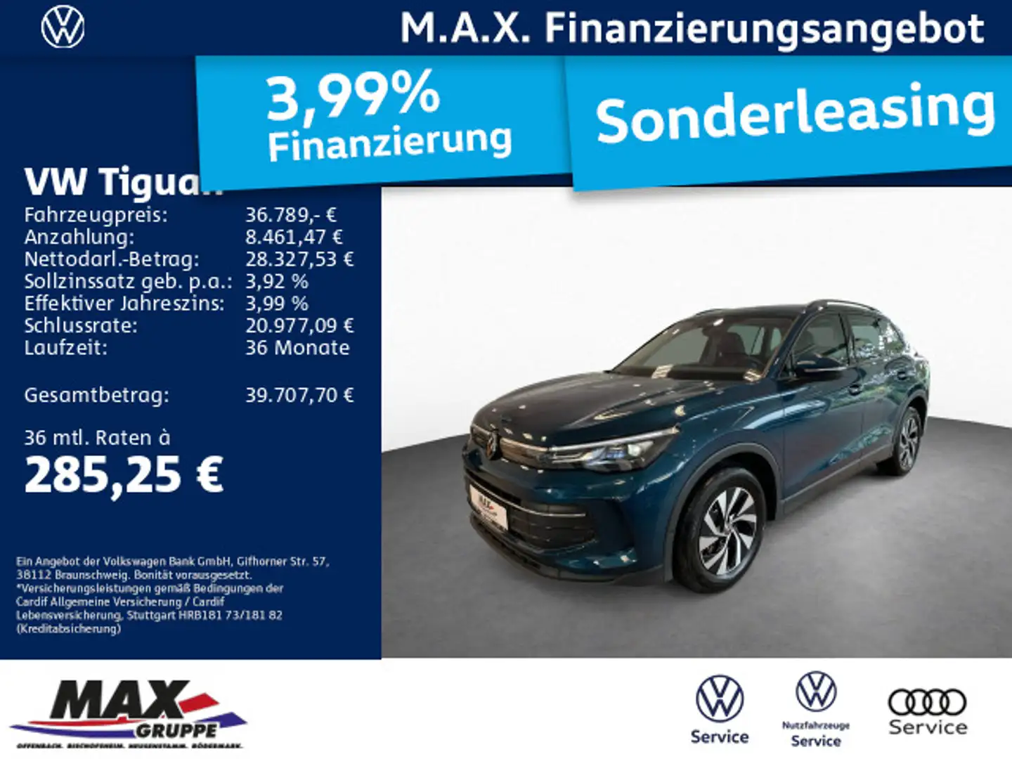 Volkswagen Tiguan 2.0 TDI DSG LIFE AHK+LED+ALU+NAVI+KAMERA Blau - 1