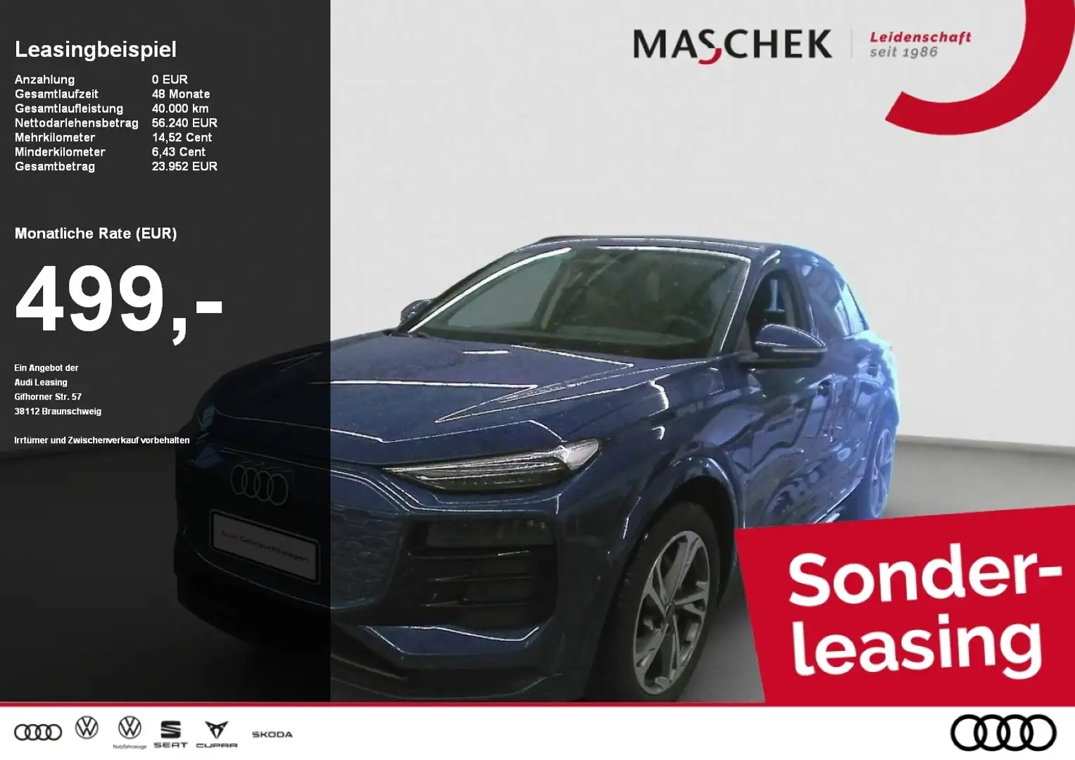 Audi Q6 e-tron e-tron AHK 0.25% 2xMMI Memory Matrix OLED ACC Bleu - 1