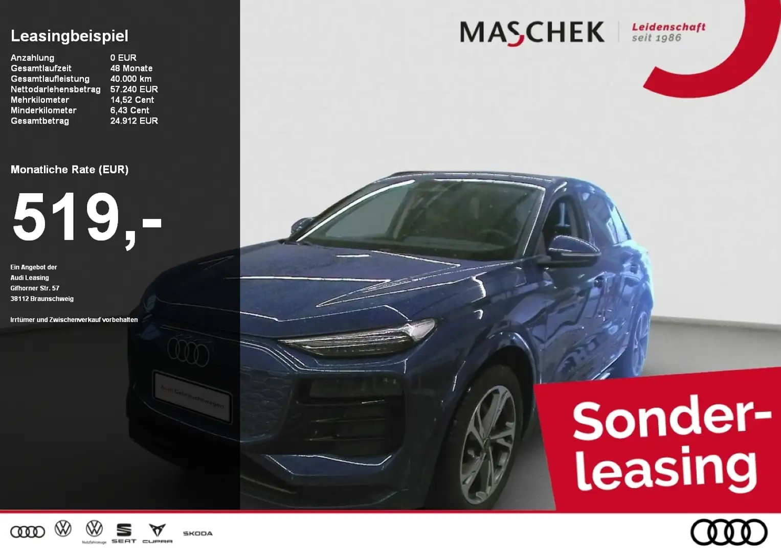 Audi Q6 e-tron e-tron AHK 0.25% 2xMMI Memory Matrix OLED ACC Blau - 1