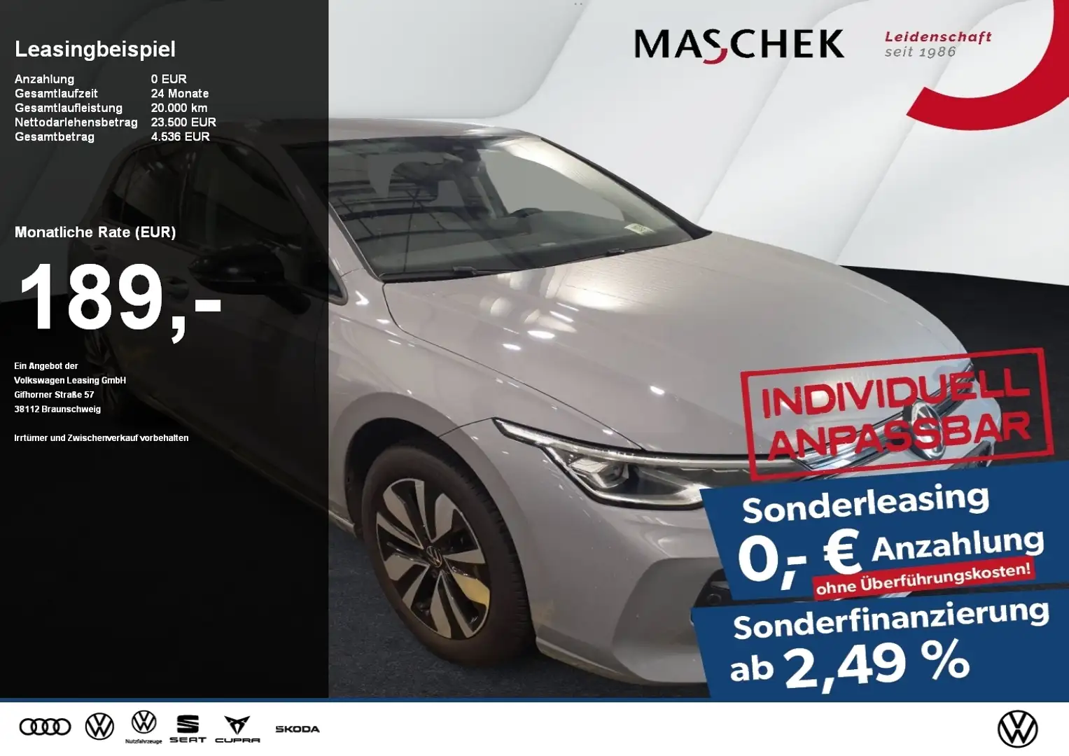 Volkswagen Golf Goal 1.5 TSI Sonderleasing AHK Navi Sitzh. GRA PDC Grau - 1