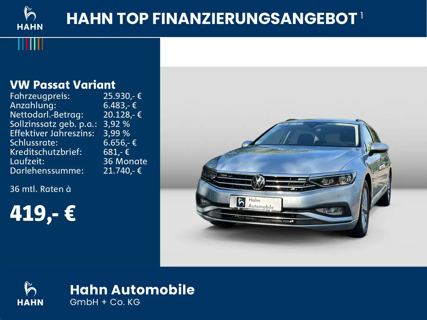 Volkswagen Passat Variant Business 2.0TDI DSG LED AHK CAM N Silber - 2