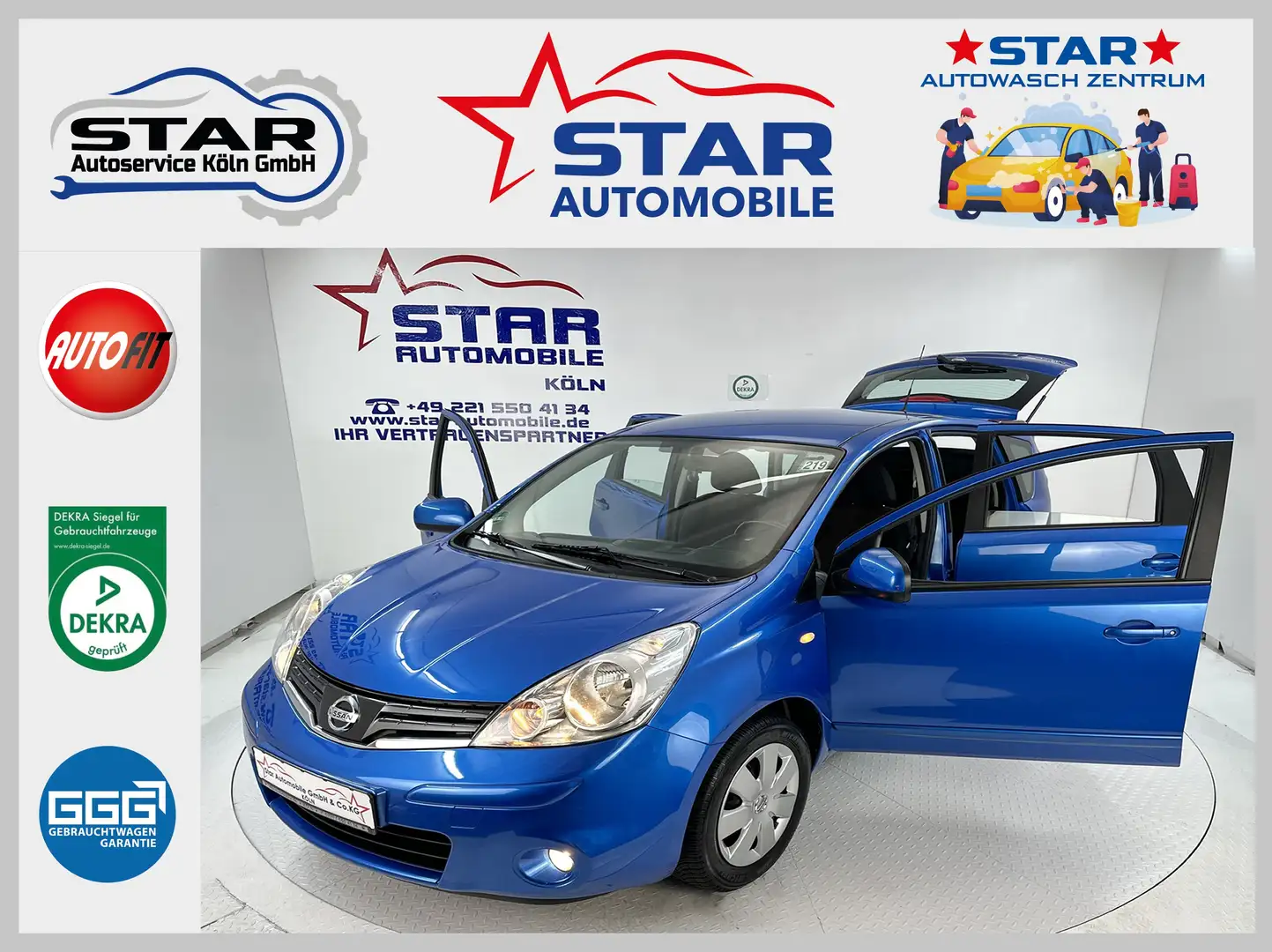 Nissan Note Note Acenta  1,4i-65 kW*KLIMA*Servo*Navi*ABS*ESP* Blau - 1