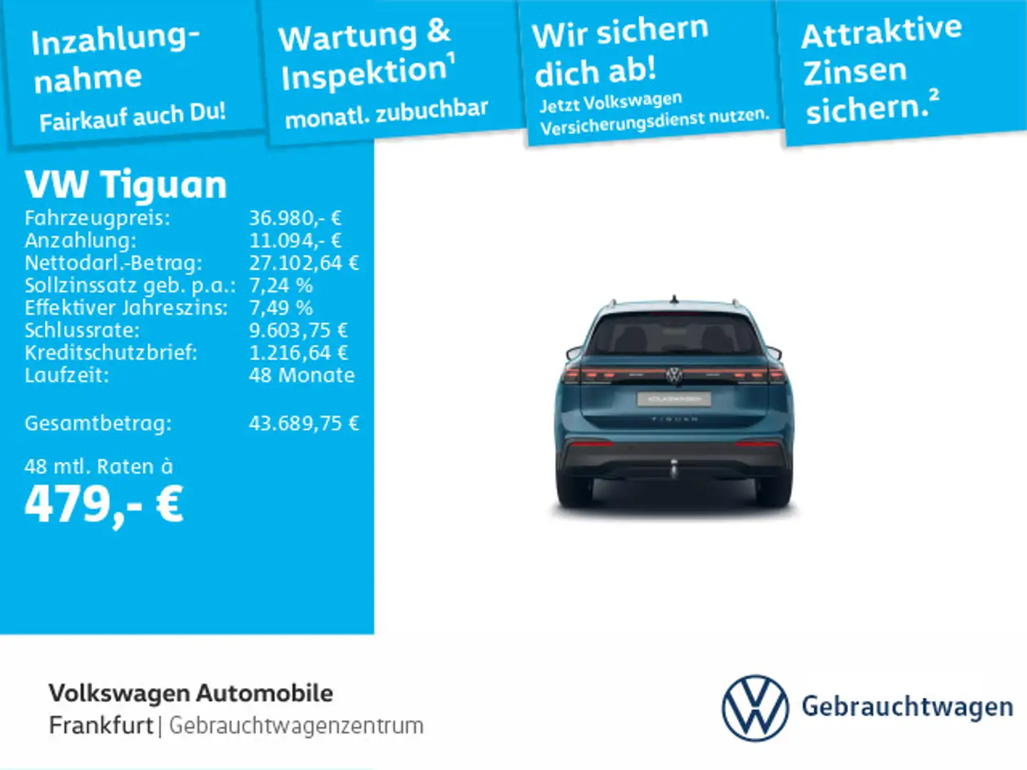 Volkswagen Tiguan 2.0 TDI DSG Goal DAB+ Navi IQLight FrontA Blau - 1