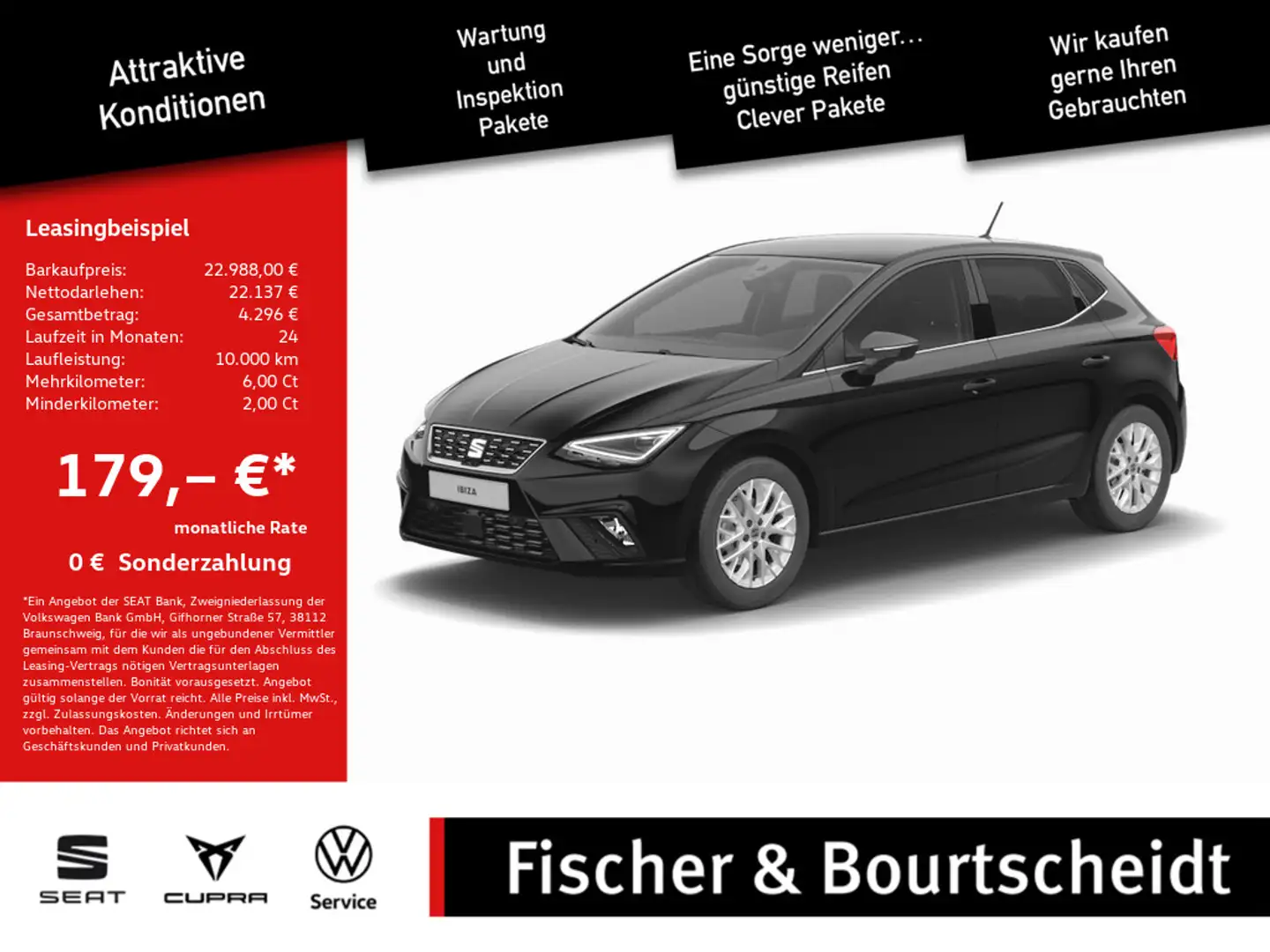 SEAT Ibiza 1.0 TSI Xcellence DSG NAVI ACC LED SHZ Schwarz - 1