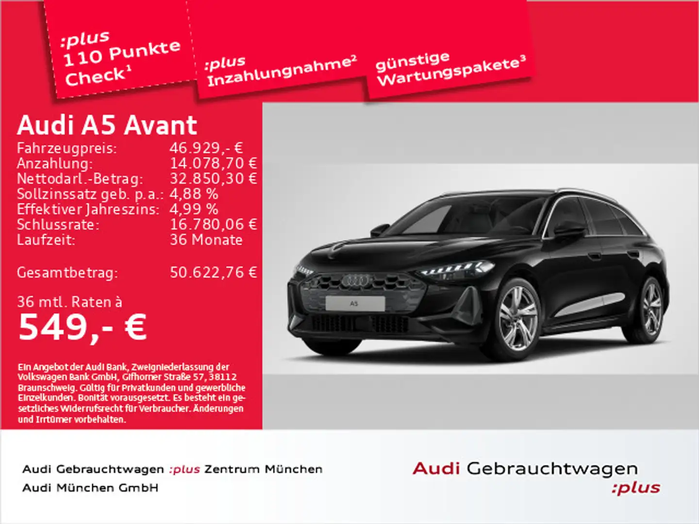 Audi A5 TFSI qu. S tronic advanced AHK/Navi Schwarz - 1