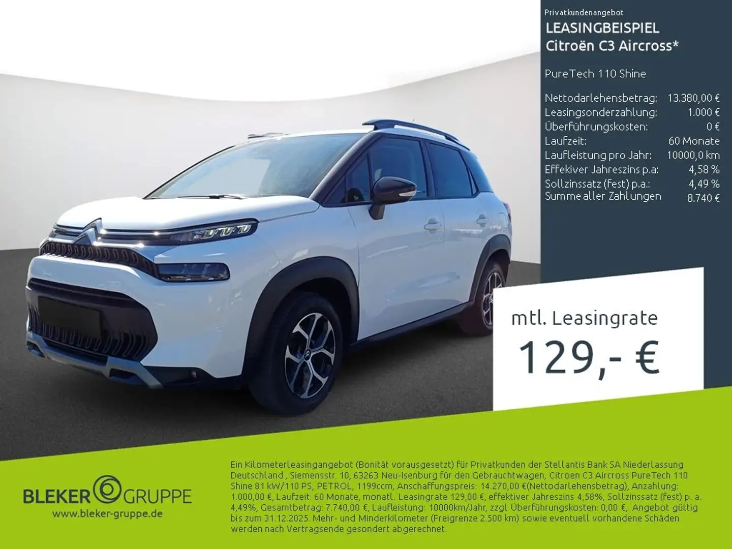 Citroen C3 Aircross PureTech 110 Shine Blanc - 1