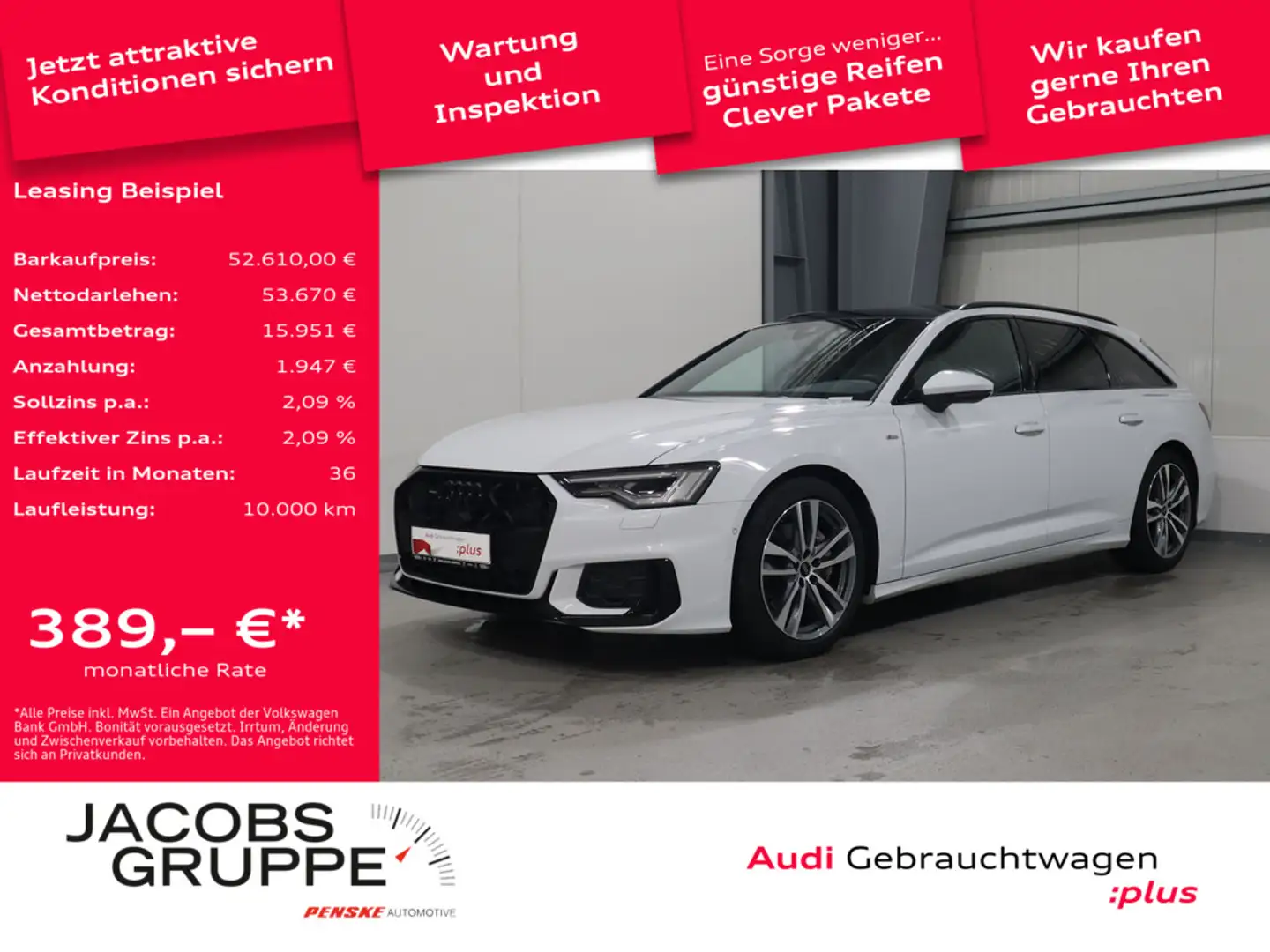Audi A6 Avant 45 TDI quattro S line Pano*Matrix*AHK * Weiß - 1