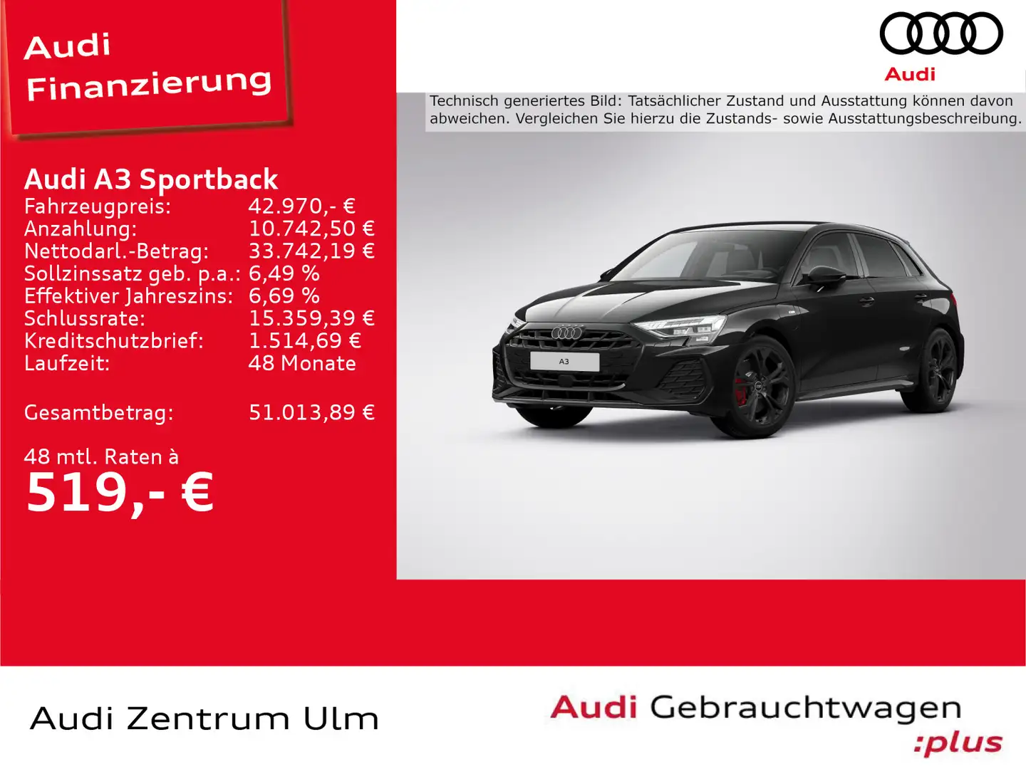 Audi A3 S line 45 TFSI e MATRIX 18" NAV HuD Schwarz - 1
