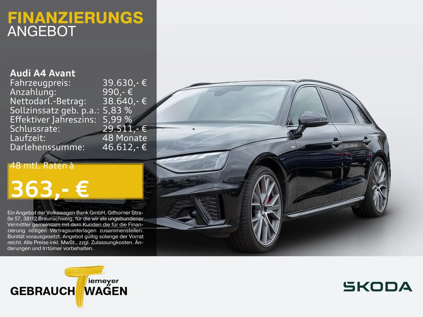 Audi A4 40 TFSI Q 2x S LINE LM19 KAMERA NAVI+ V Schwarz - 1