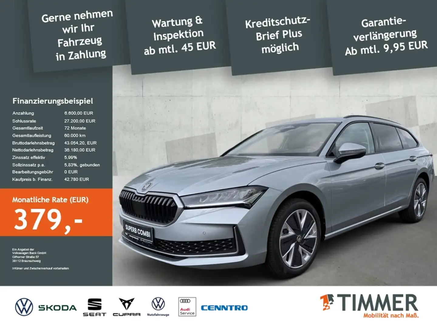 Skoda Superb Combi Selection 2.0 TDI AHK*Navi*ACC*RFK*SHZ*Kess Silber - 1