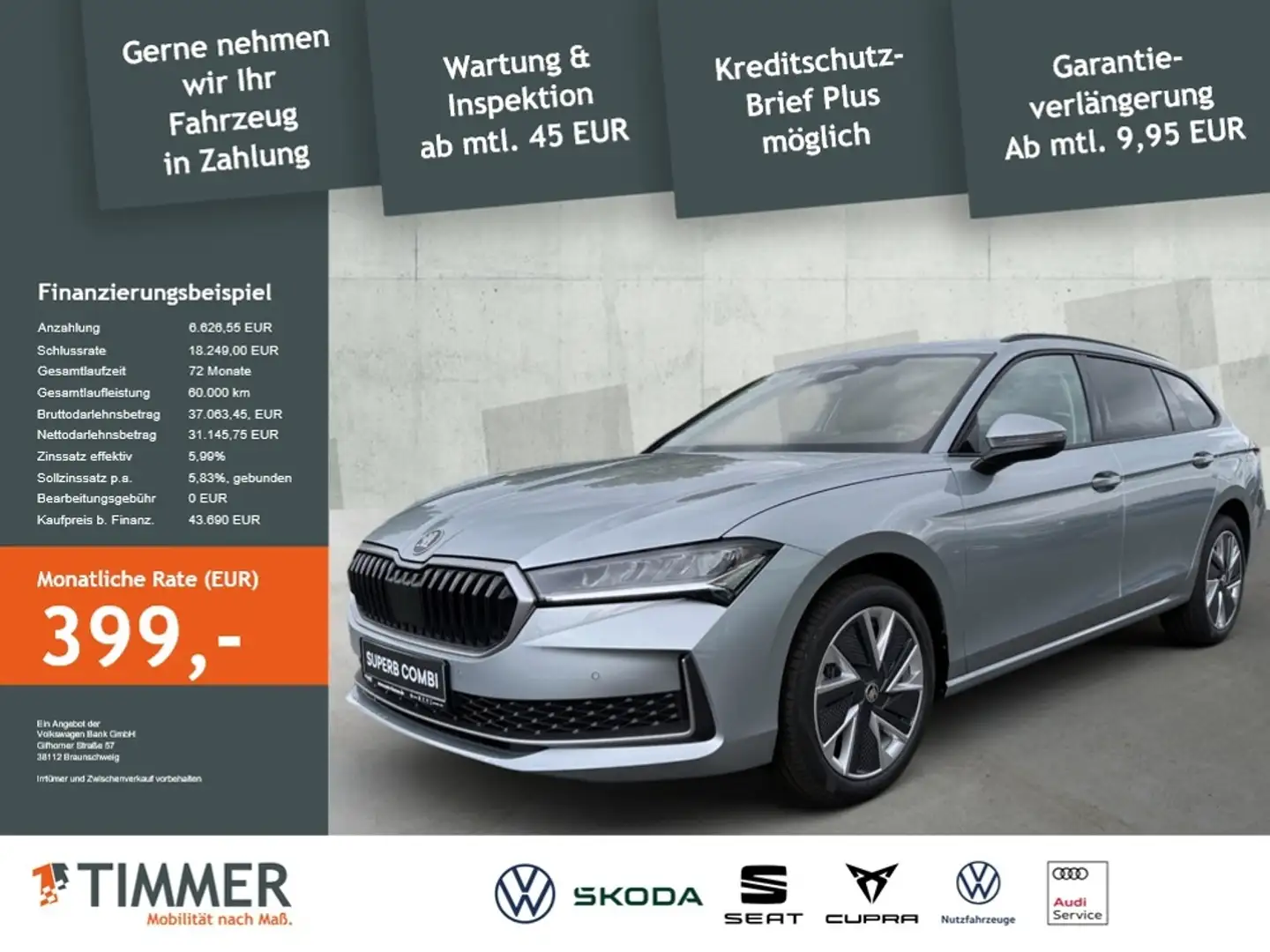 Skoda Superb Combi Selection 2.0 TDI AHK*Navi*ACC*RFK*SHZ*Kess Silber - 2