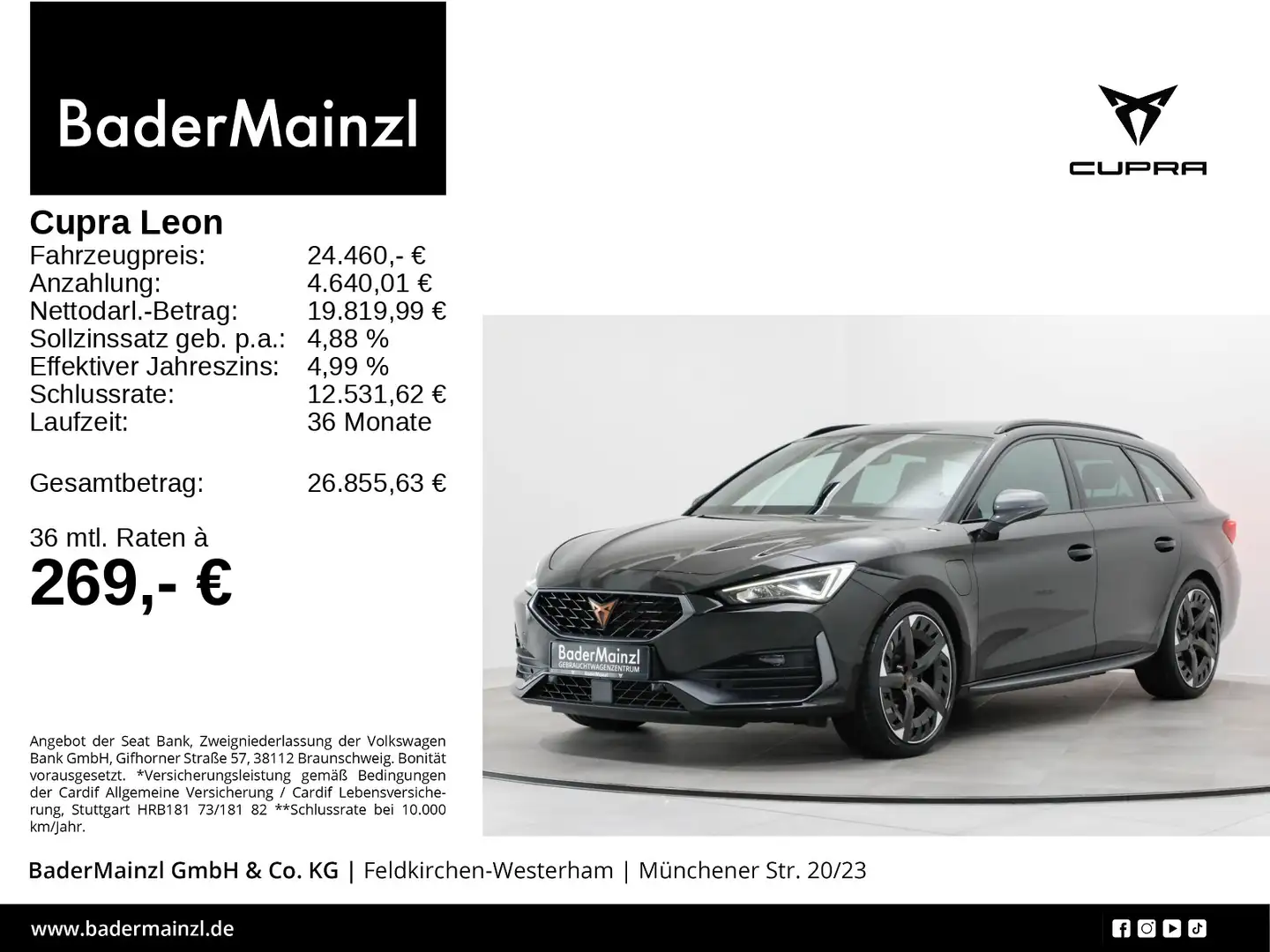 SEAT Leon ST 1.4 eTSI DSG VZ AHK ACC Kam. SHZ CarPlay Schwarz - 1