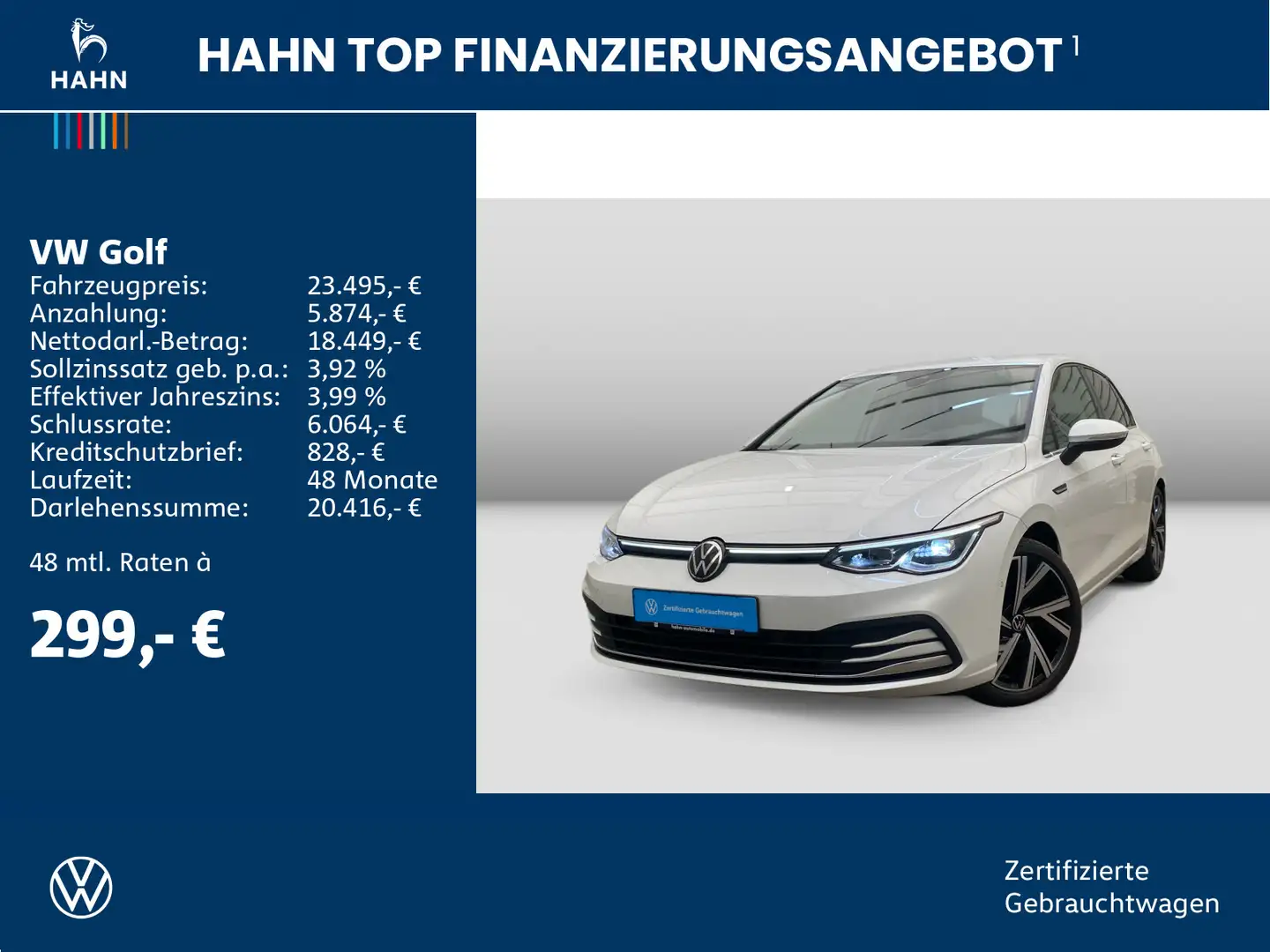 Volkswagen Golf VIII 2.0 TDI DSG Style AHK Kam ACC LED Navi Blanc - 2