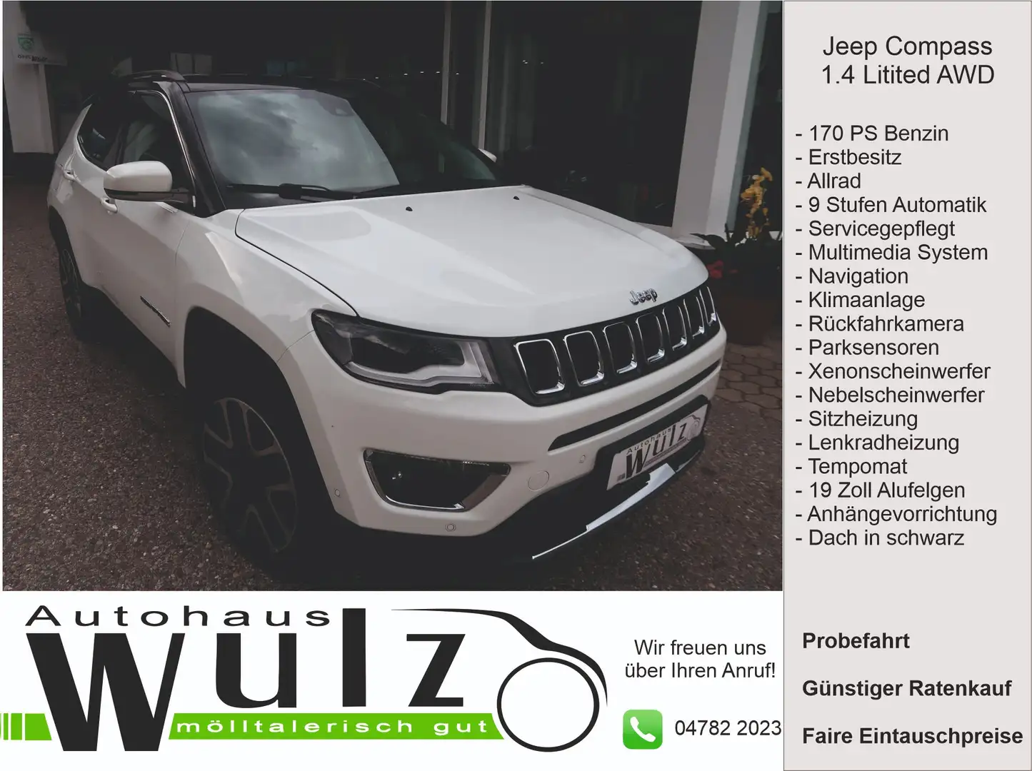 Jeep Compass 1,4 MultiAir2 AWD Limited Aut. Weiß - 1