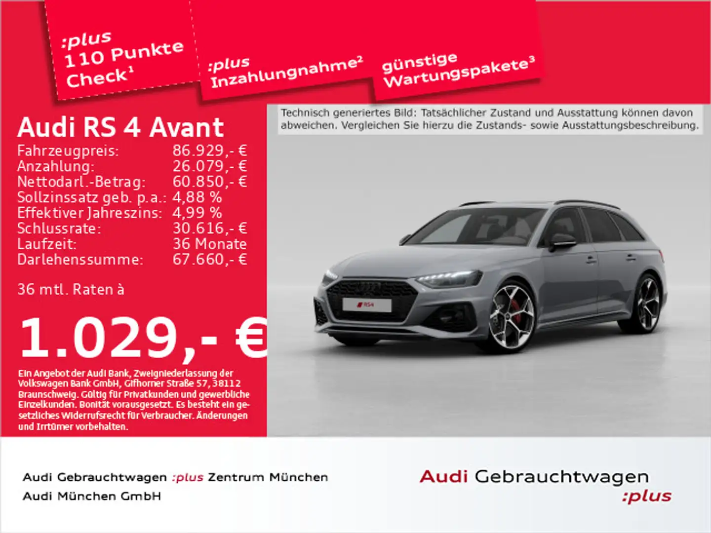 Audi RS4 RS4 Avant TFSI qu. Competition Pano/290kmH/AHK/B Gris - 1