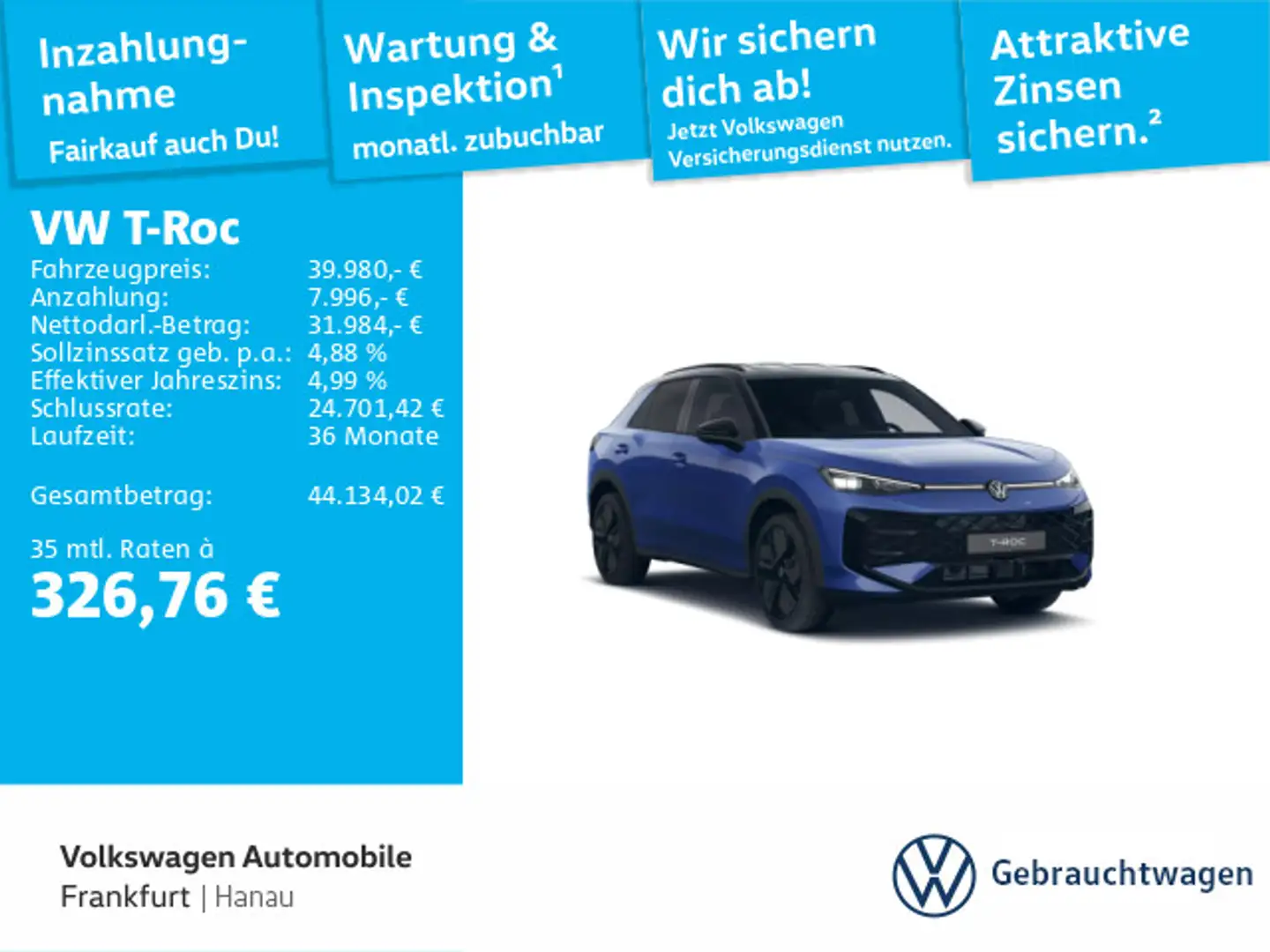 Volkswagen T-Roc R-Line 1.5 l eTSI DSG Navi IQ.LIGHT - LED- Blau - 1