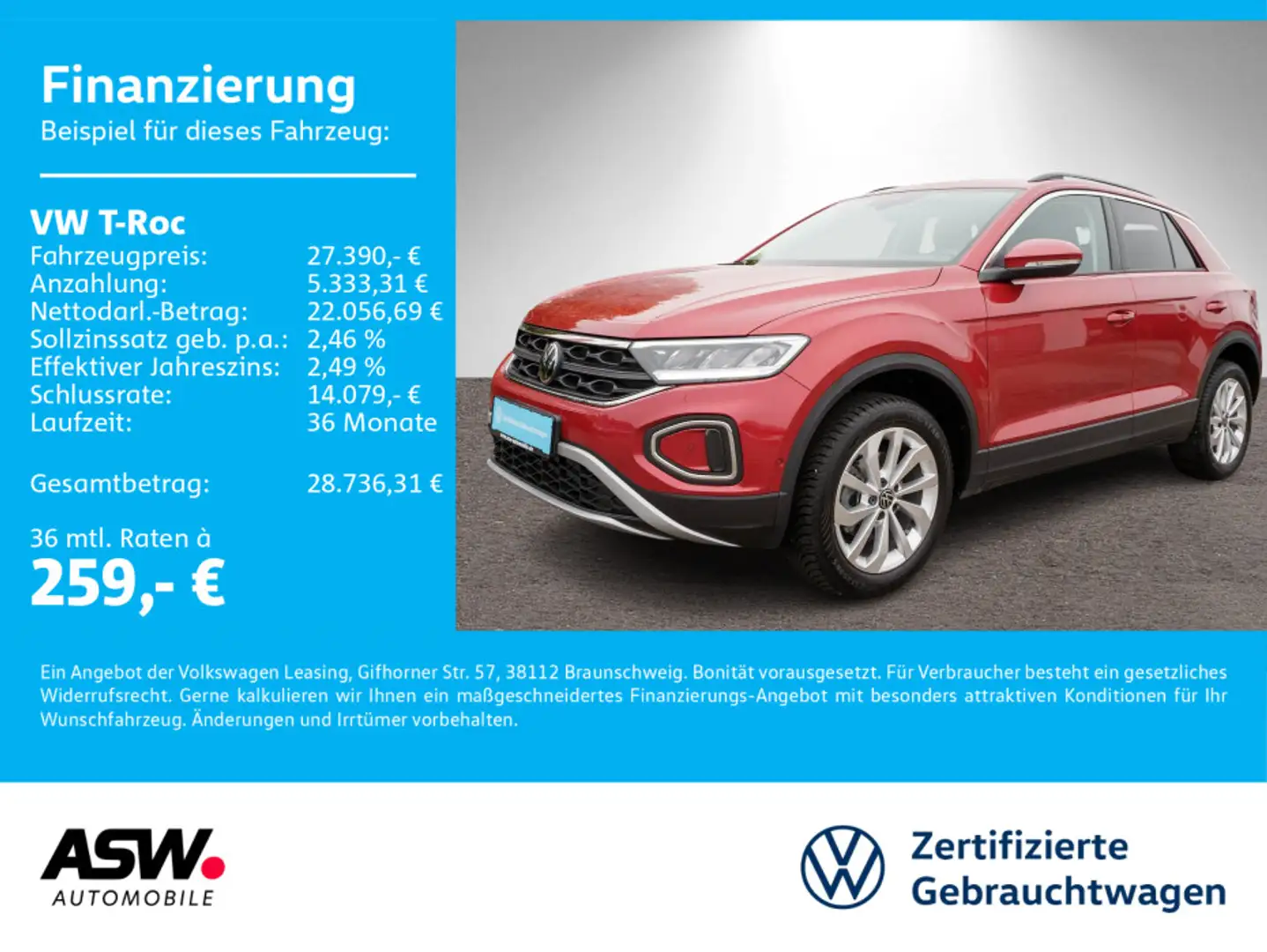 Volkswagen T-Roc Life 1.5 TSI LED Navi PDC SHZ VC Stdhzg Rot - 1