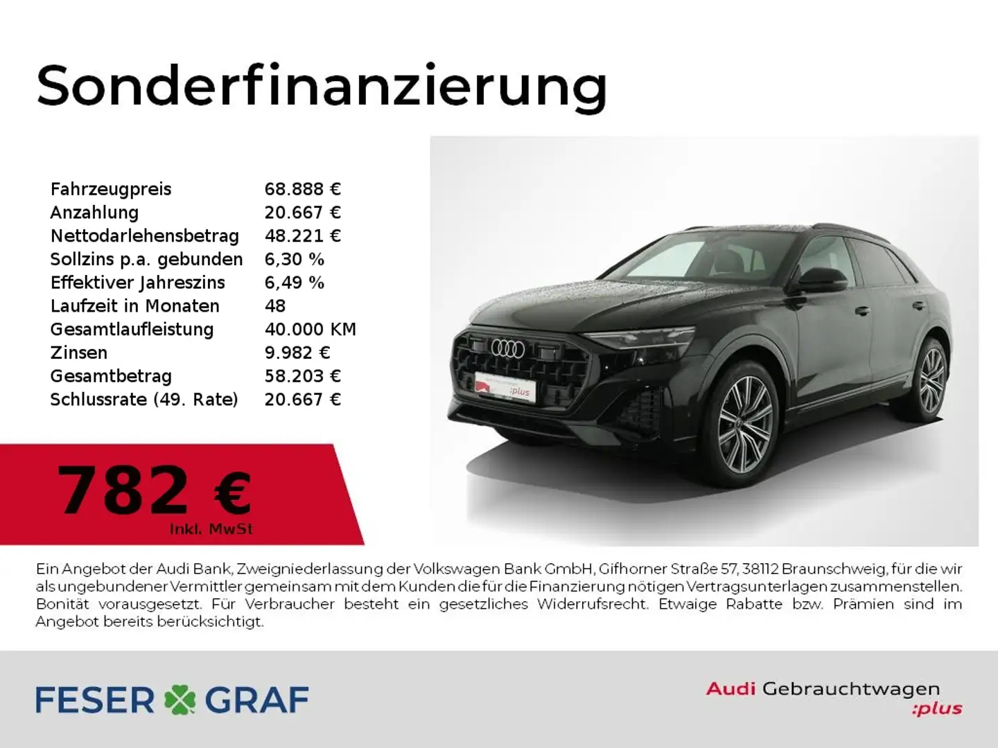 Audi Q8 45 TDI Facelift/Matrix/HuD/Luft/Air/AHK/ACC+Stadt/ Schwarz - 1