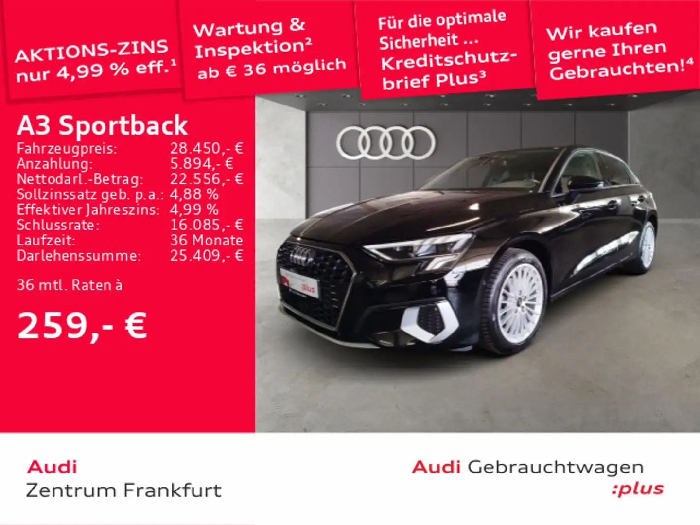 Audi A3 35 TFSI advanced S tronic LED Navi Schwarz - 1