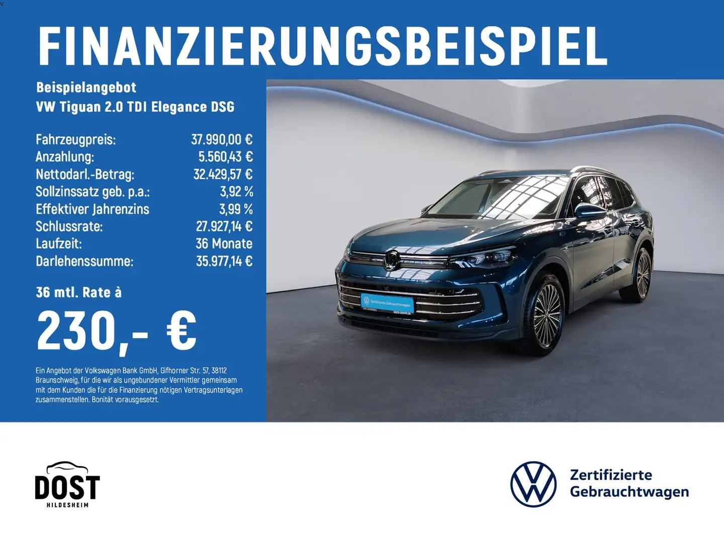 Volkswagen Tiguan 2.0 TDI Elegance DSG AHK+NAVI+SHZ+MATRIX LED Azul - 2