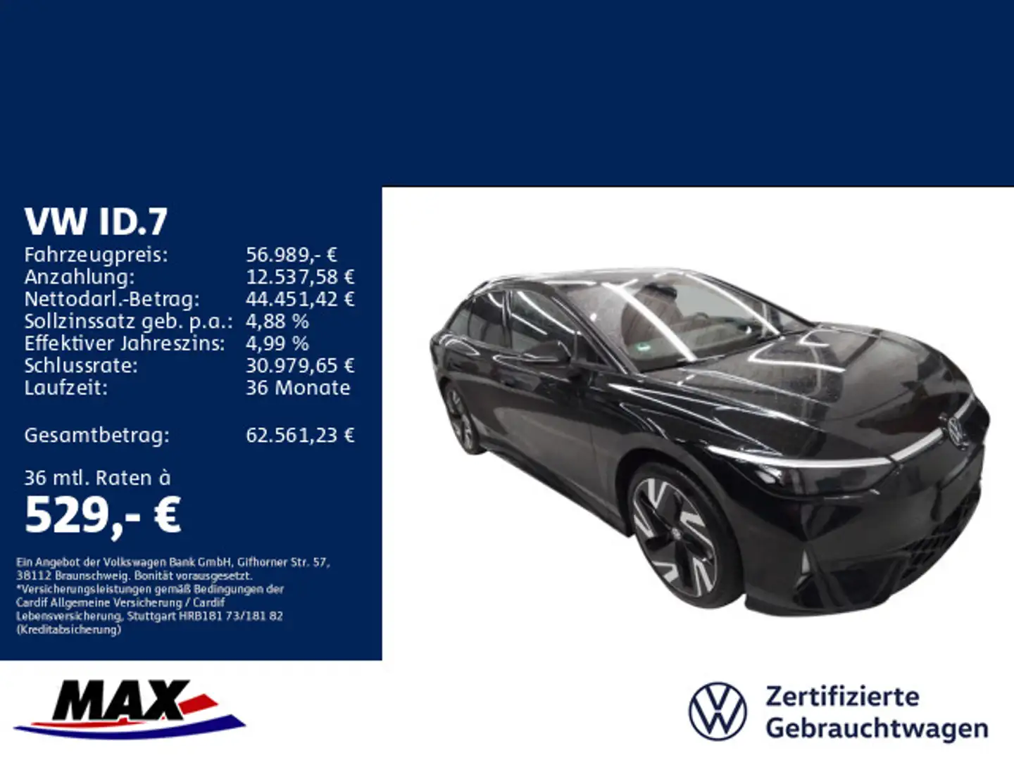 Volkswagen ID.7 GTX 4M +IQ.LIGHT+AHK+PANO+AR HUD+KAMERA+WP+ Noir - 1