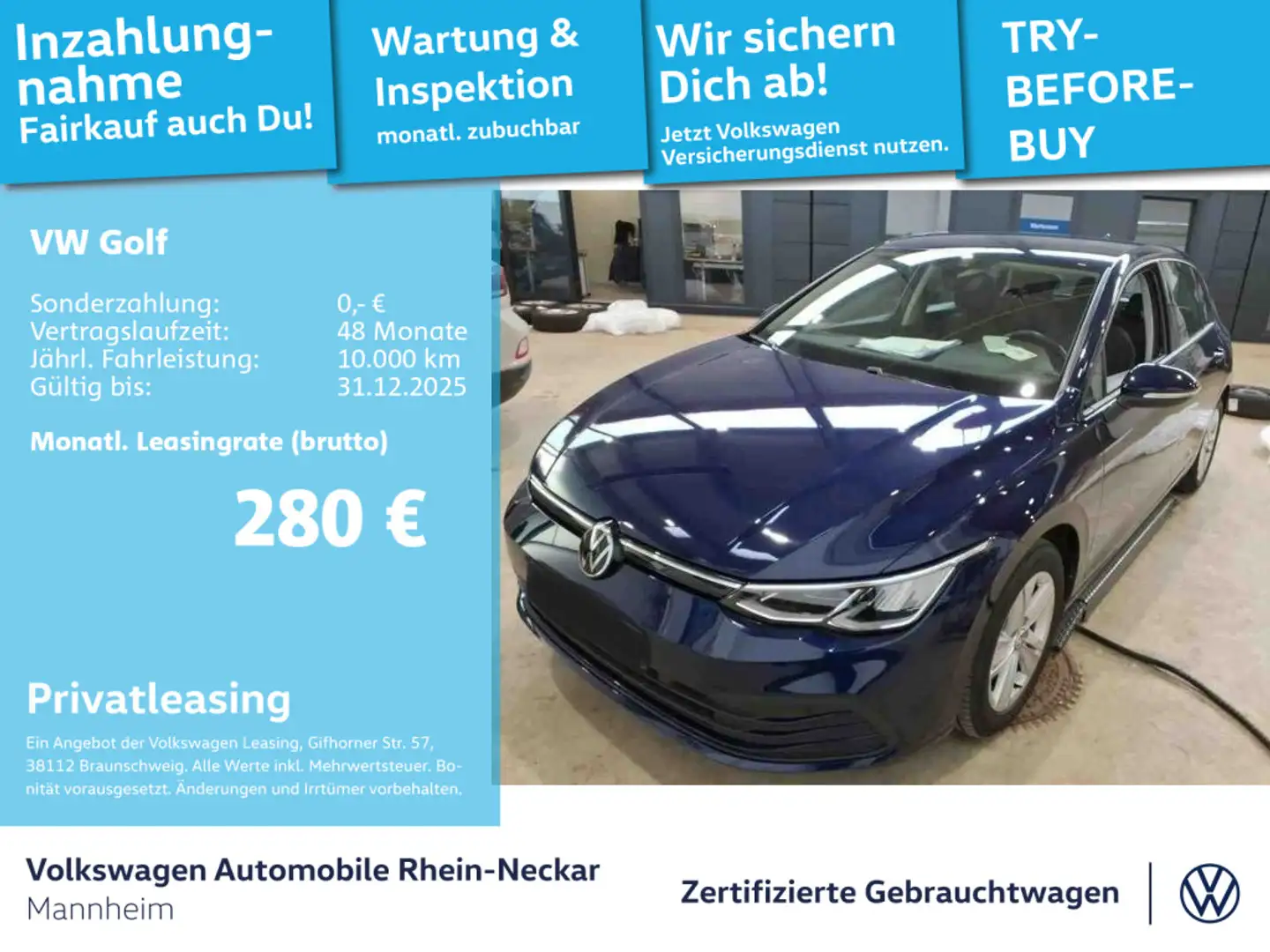 Volkswagen Golf VIII 2.0 TDI Life DSG Navi Kamera LED uvm Blau - 1