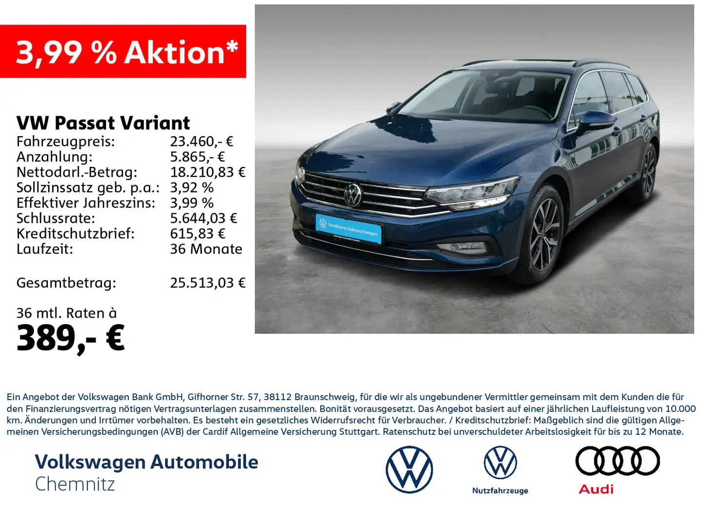 Volkswagen Passat Variant 2.0 TDI Business *PANO* ACC 360° Blau - 1